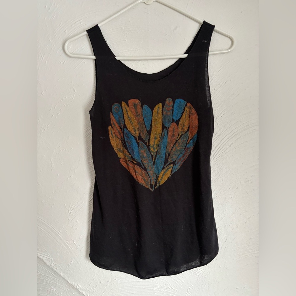 Black Tank Top with Heart Design